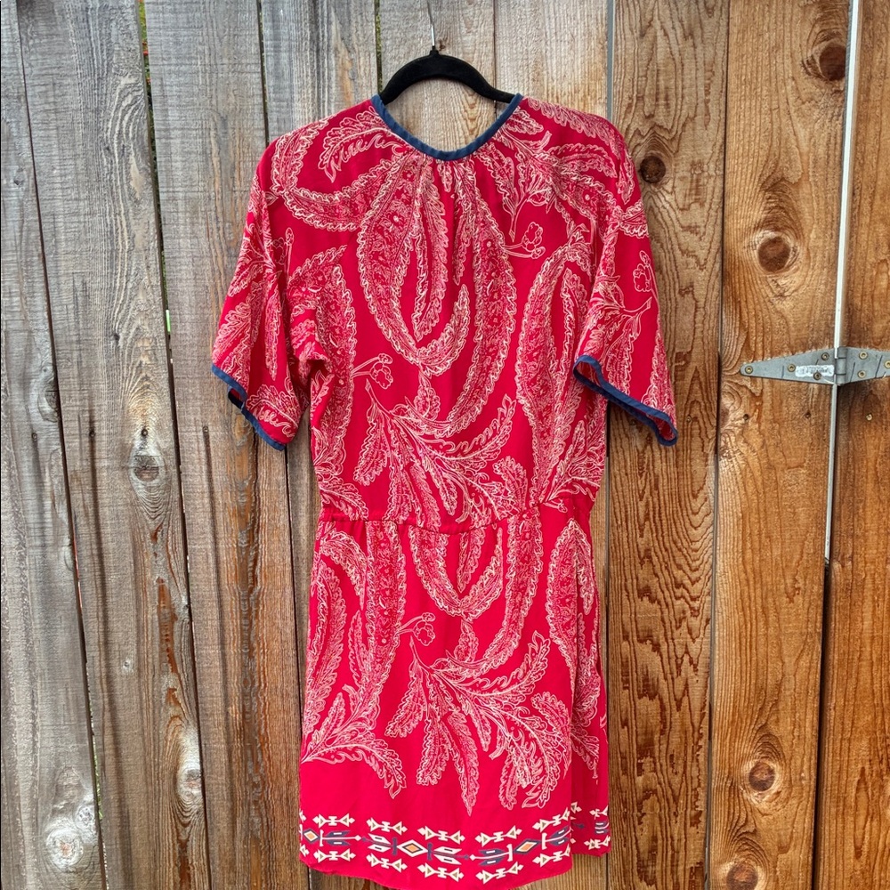 Red Paisley Print Dress with Tassel - Picture 4 of 5